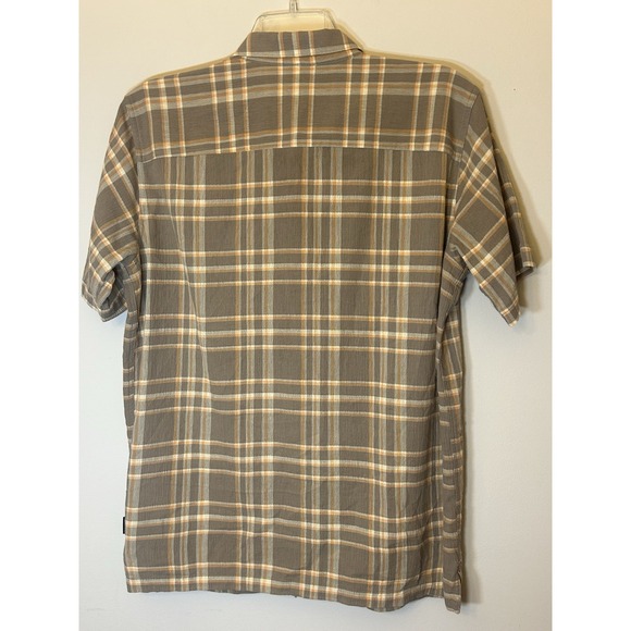 Patagonia Organic Cotton Shirt Men's Medium Button Up Short Sleeve Tan Plaid - Picture 4 of 8